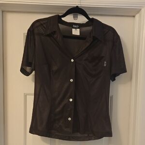 Dolce & Gabbana Vintage Sheer And Shiny Dark Brown Shirt